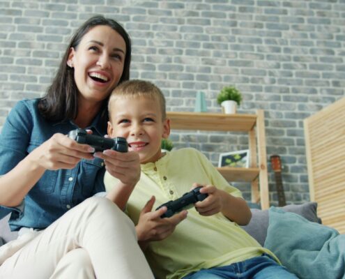 A child and a co-parent spends quality time together in Ontario.